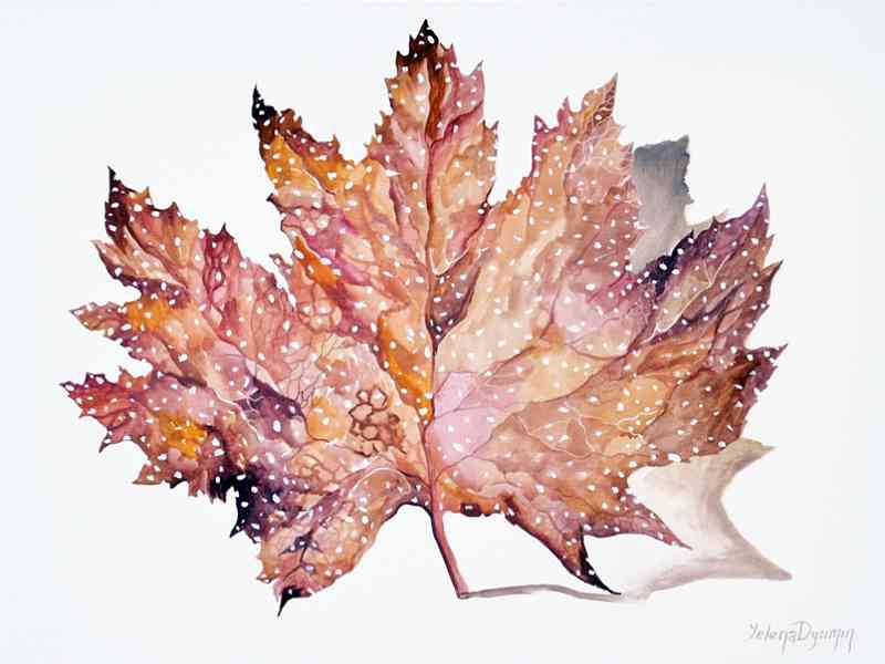 Autumn Leaf II original contemporary artwork abstract art modern painting by Yelena Dyumin yelenaartstudio